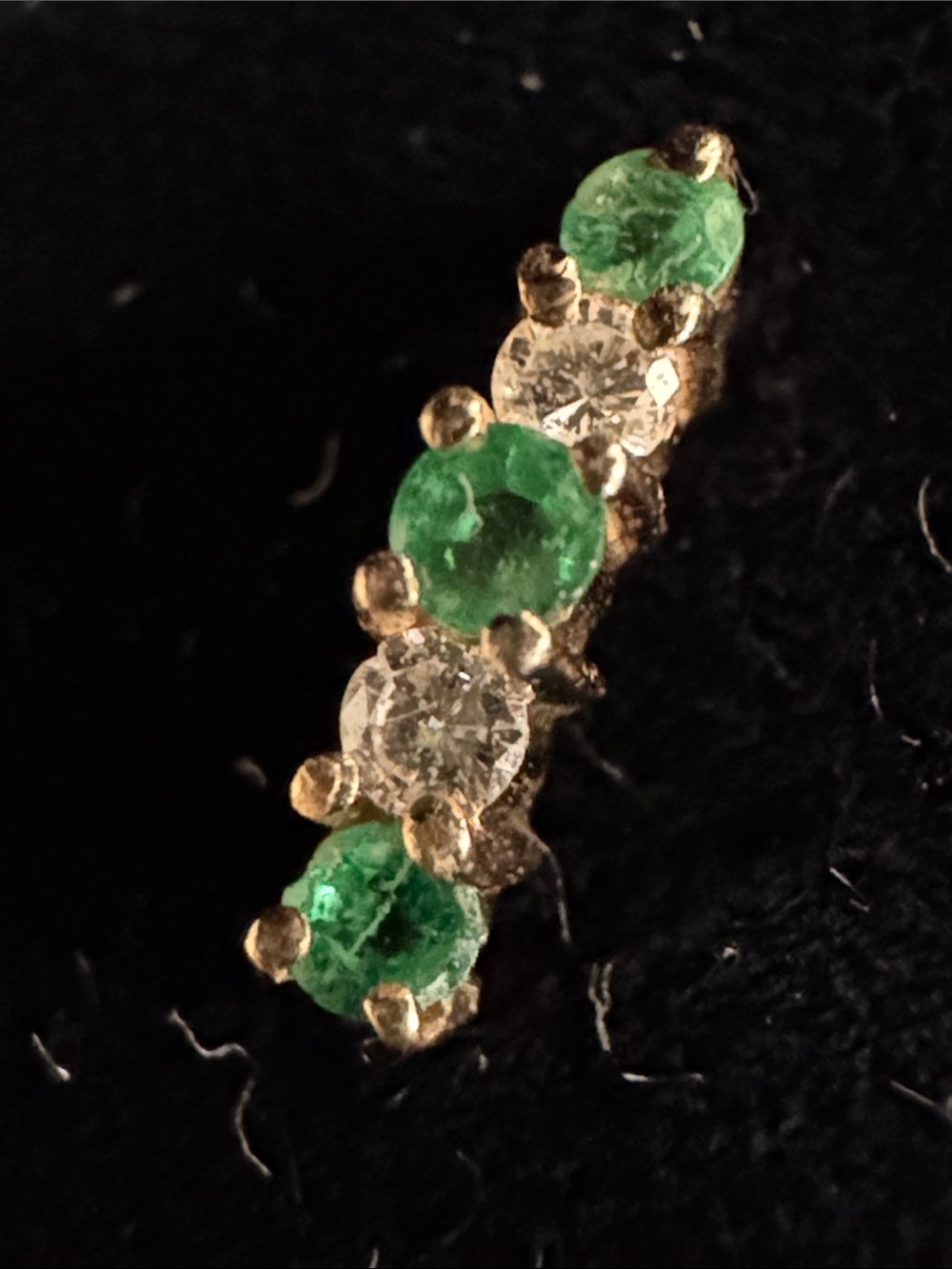 Emerald Accent Gold Bar Stud Earrings - Women Jewelry